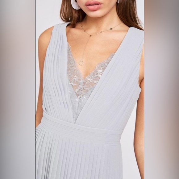 Little Mistress Pleated Lace Maxi Evening Dress in Sage colour Maternity dress 8 - Picture 4 of 15